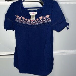 Kandy Kiss girls flutter top with floral embroidery